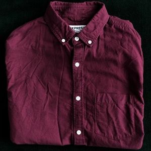 Express Soft Wash Medium Maroon Button Down Shirt